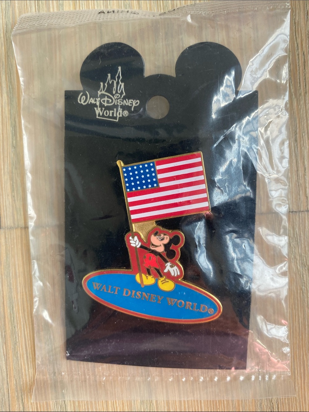 Disney Mickey Mouse Holding American Flag Trading Pin